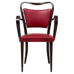 Lote de 8 sillones tapizados Paolo Buffa Italian Modern Nogal Oscuro Rojo
