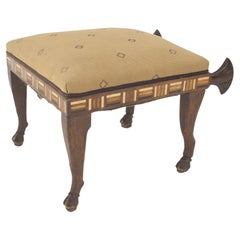 Middle Eastern Egyptian Macassar Ebony Bench, Hand-Carved, Circa 1850