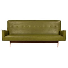 Danish Mid-Century Sofa by Jens Risom, Teak Base, Avocado Vinyl