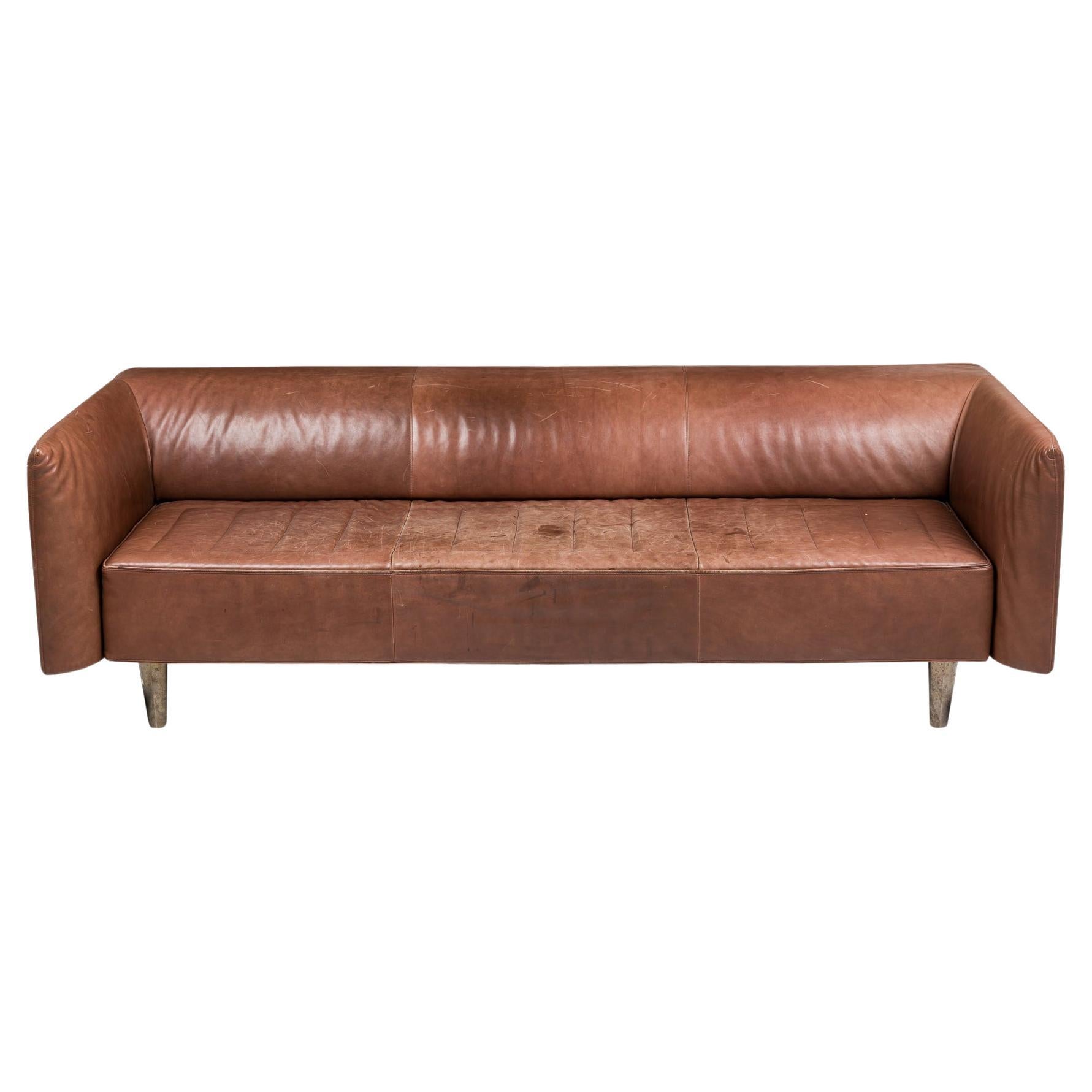 Montis Noa Sofa: Hand-Crafted Chocolate Brown Leather, Modern Style For Sale