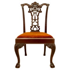 English Chippendale Mahogany Ribbon Back Side Chair, Circa 1850, UK
