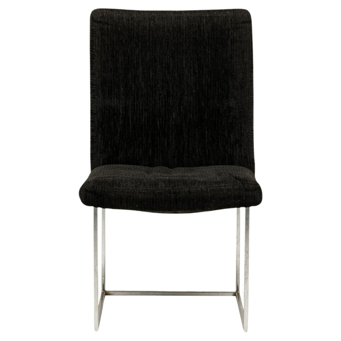 Lot de 6 chaises d'appoint « Captain » de Milo Baughman, en chenille noire, 1955