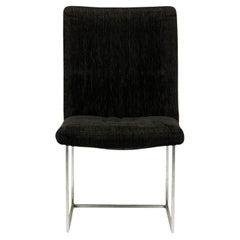 Set of 6 Milo Baughman 'Captain' Dining Chairs, Black Chenille, 1955