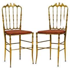 Set di 10 sedie da pranzo Giuseppe Gaetano Decalzi Chiavari in ottone italiano