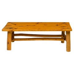 Rustikale Kiefer Holz geschnitzt Feder Design rechteckigen Couchtisch
