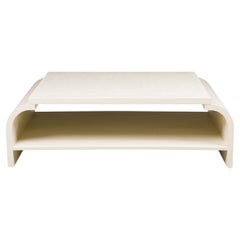 Off-White Raffia Wrapped Coffee Table, Curved Design, Mid-1900s