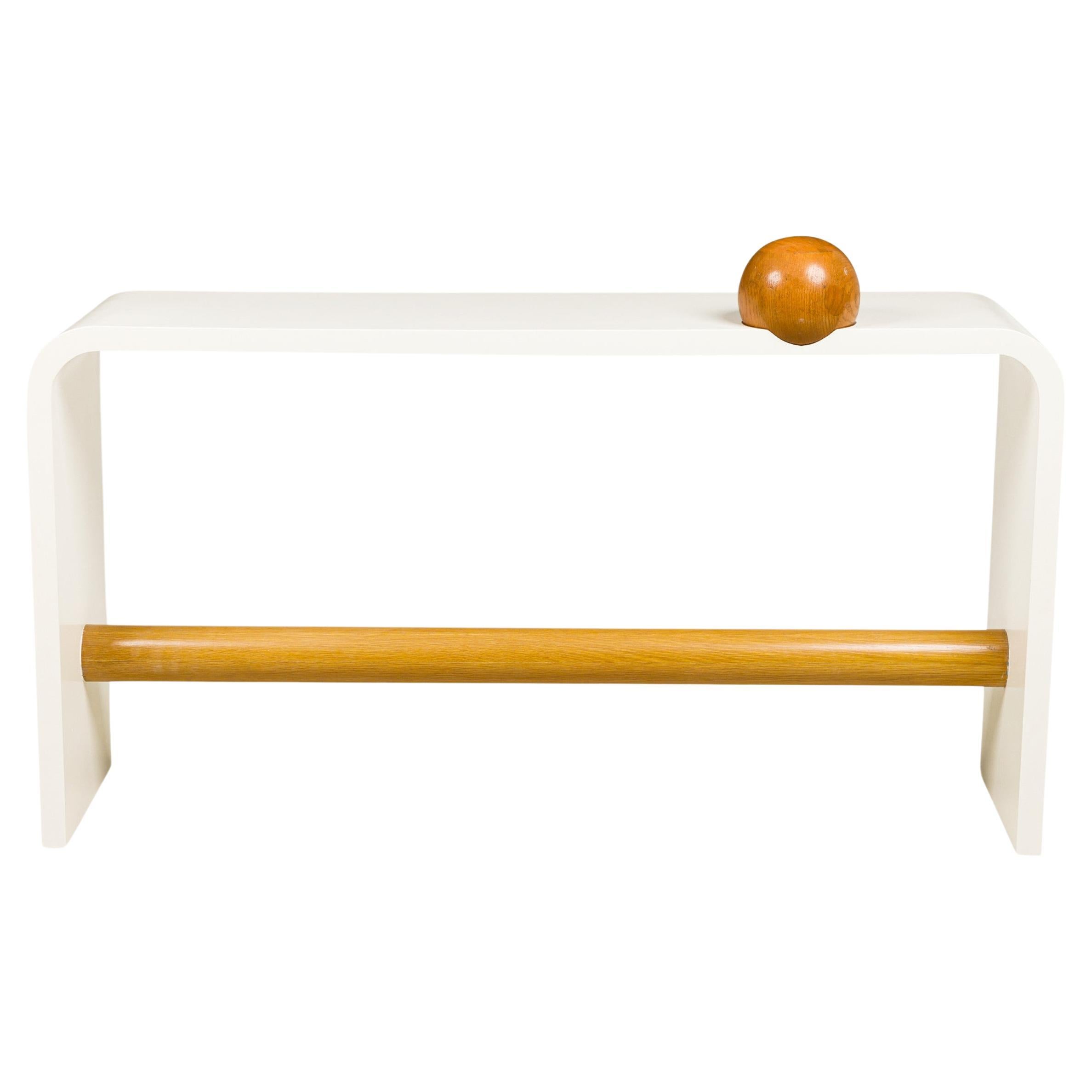 Bespoke White Lacquer Waterfall Edge Console Table by Antonio Fortuna For Sale