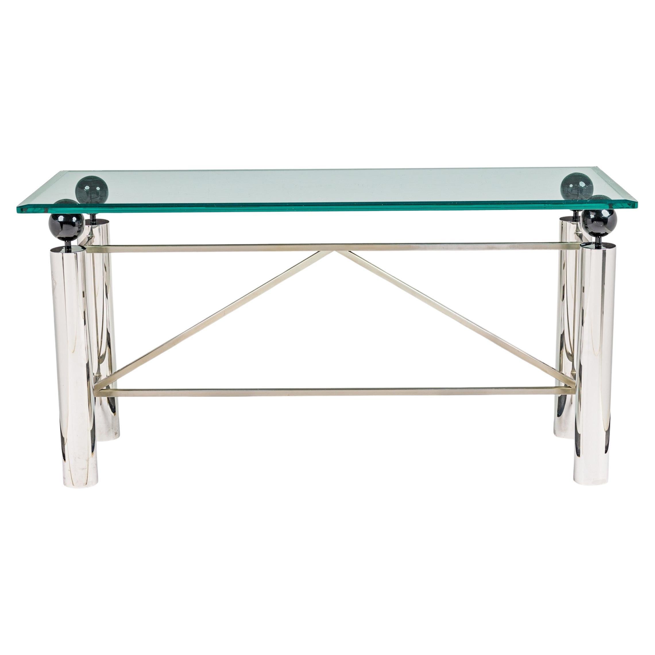 Amerikanischer moderner Konsolentisch aus Chrom und Glas, Brueton, 1960er Jahre