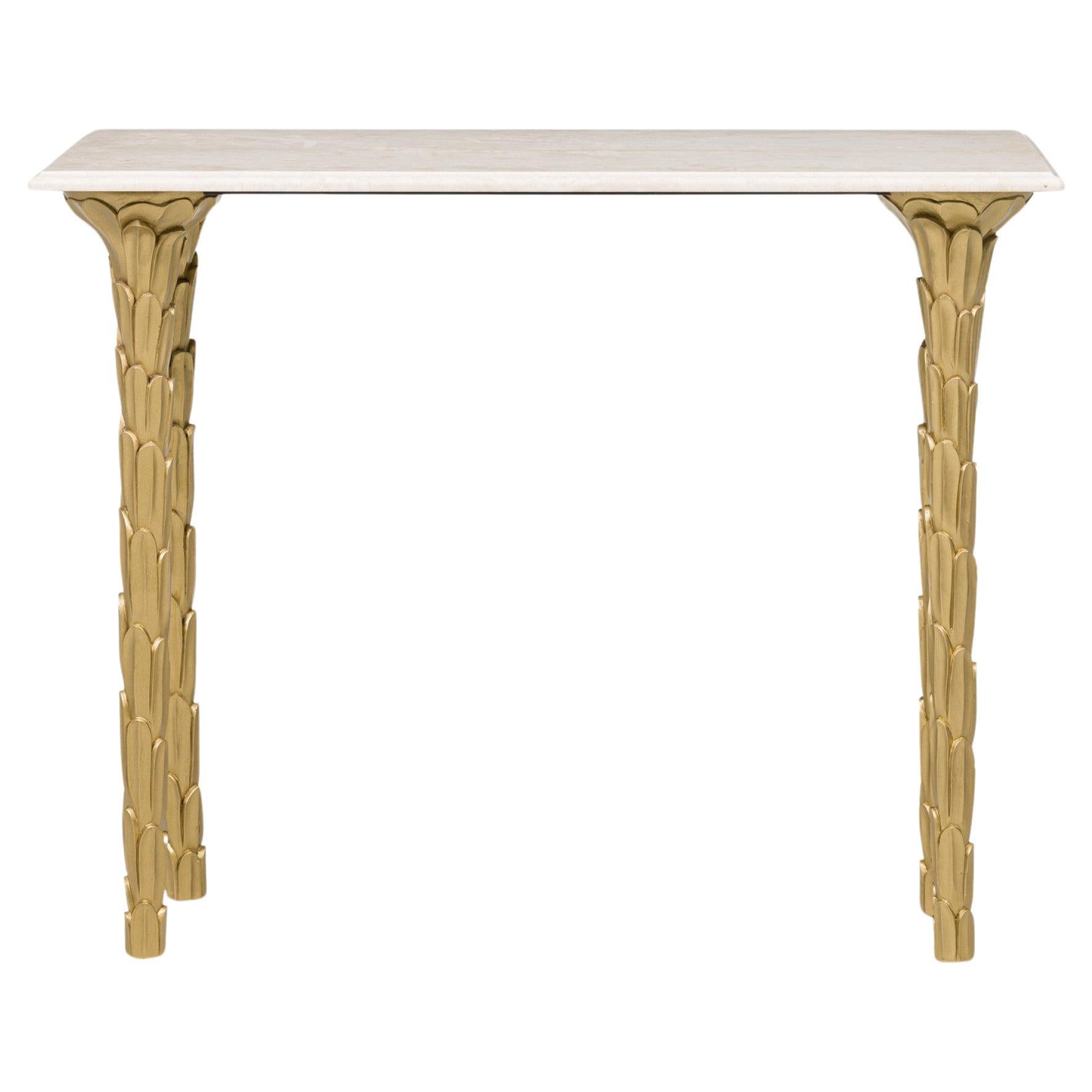 Table console dorée contemporaine de style Régence personnalisable en vente