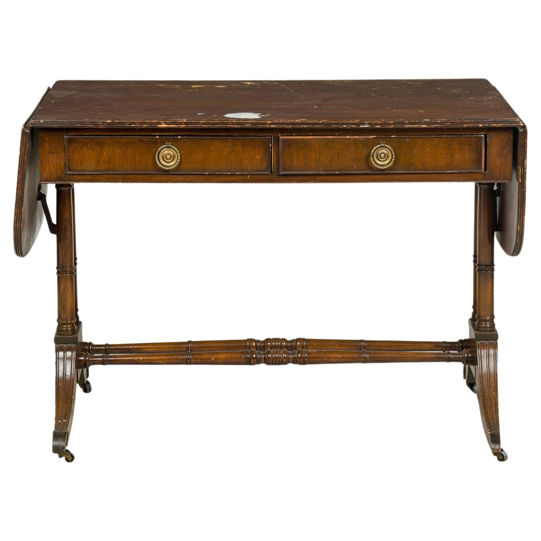 English Regency Mahogany Drop Leaf Console Sofa Table