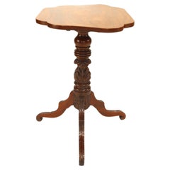 American Empire Hand-Carved Mahogany End Table, Rectangular Top, USA