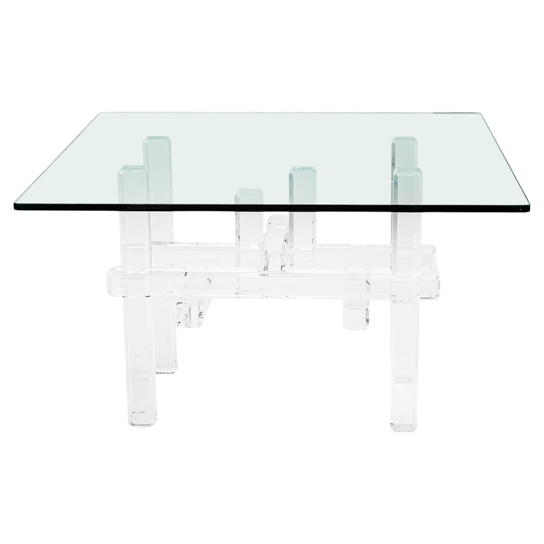 Charles Hollis Jones Contemporary American Clear Lucite Dining Table Base
