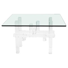 Charles Hollis Jones Contemporary American Clear Lucite Dining Table Base