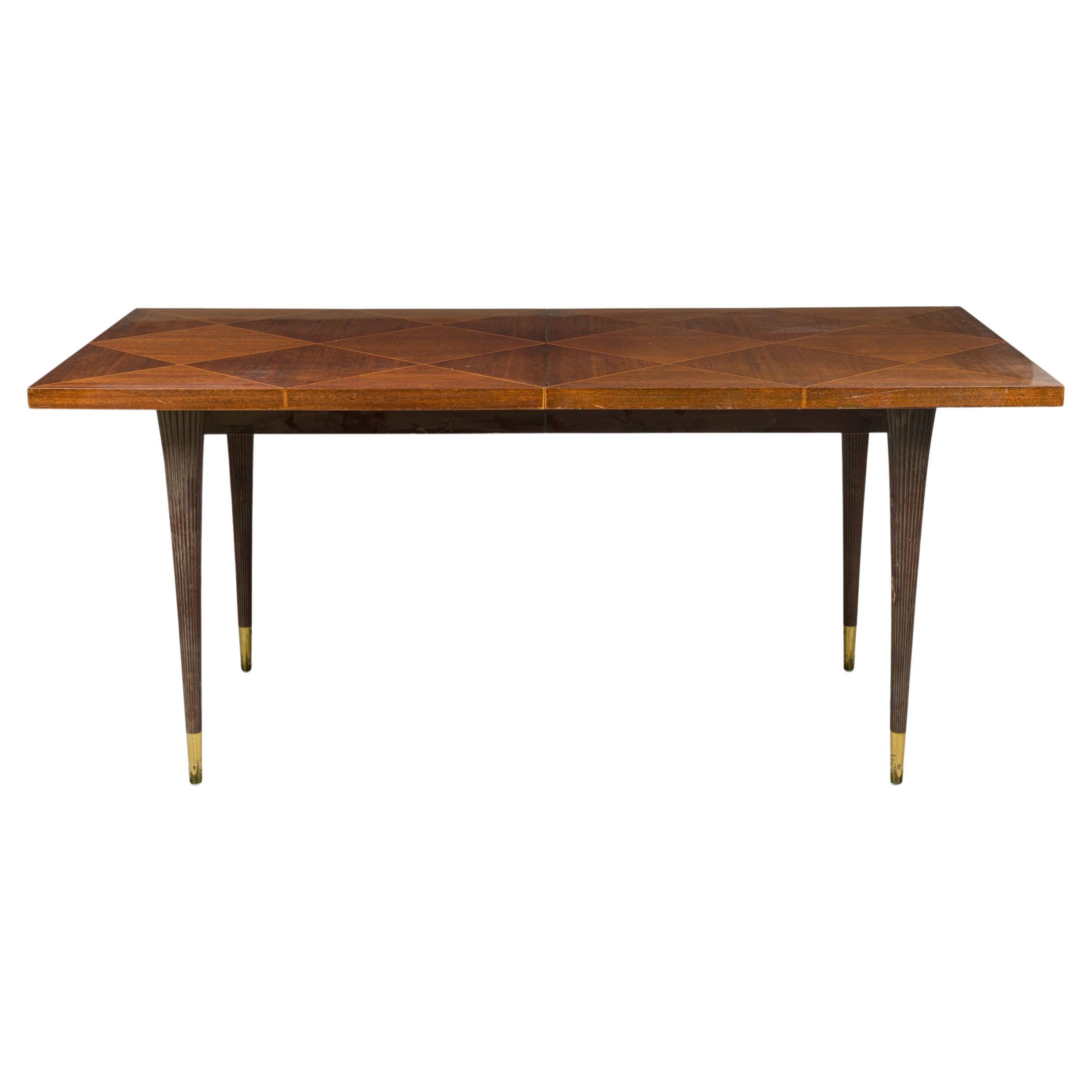 Tommi Parzinger Continental Walnut Diamond Inlaid Dining / Conference Table