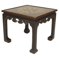 English Black Lacquered Chinoiserie End Table