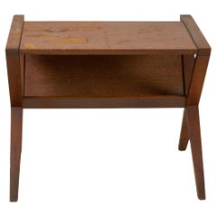 Founders Furniture Co. Walnut X-Frame End / Side Table with Magazine Holder