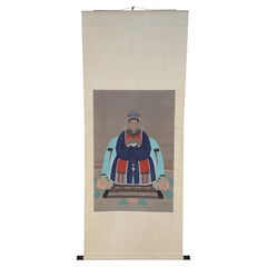Parchemins suspendus en papier et soie de style dynastie chinoise Qing pour le portrait de la reine