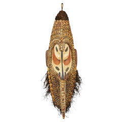 African Cowrie Shell and Root Fiber Beaked Mask