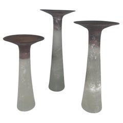 Juego de 3 candeleros italianos modernos de cristal "Scavo", Cenedese