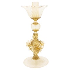 Italian Murano Gold Dusted Glass Candlestick