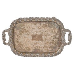 English Victorian Silver Plate Footed Tray