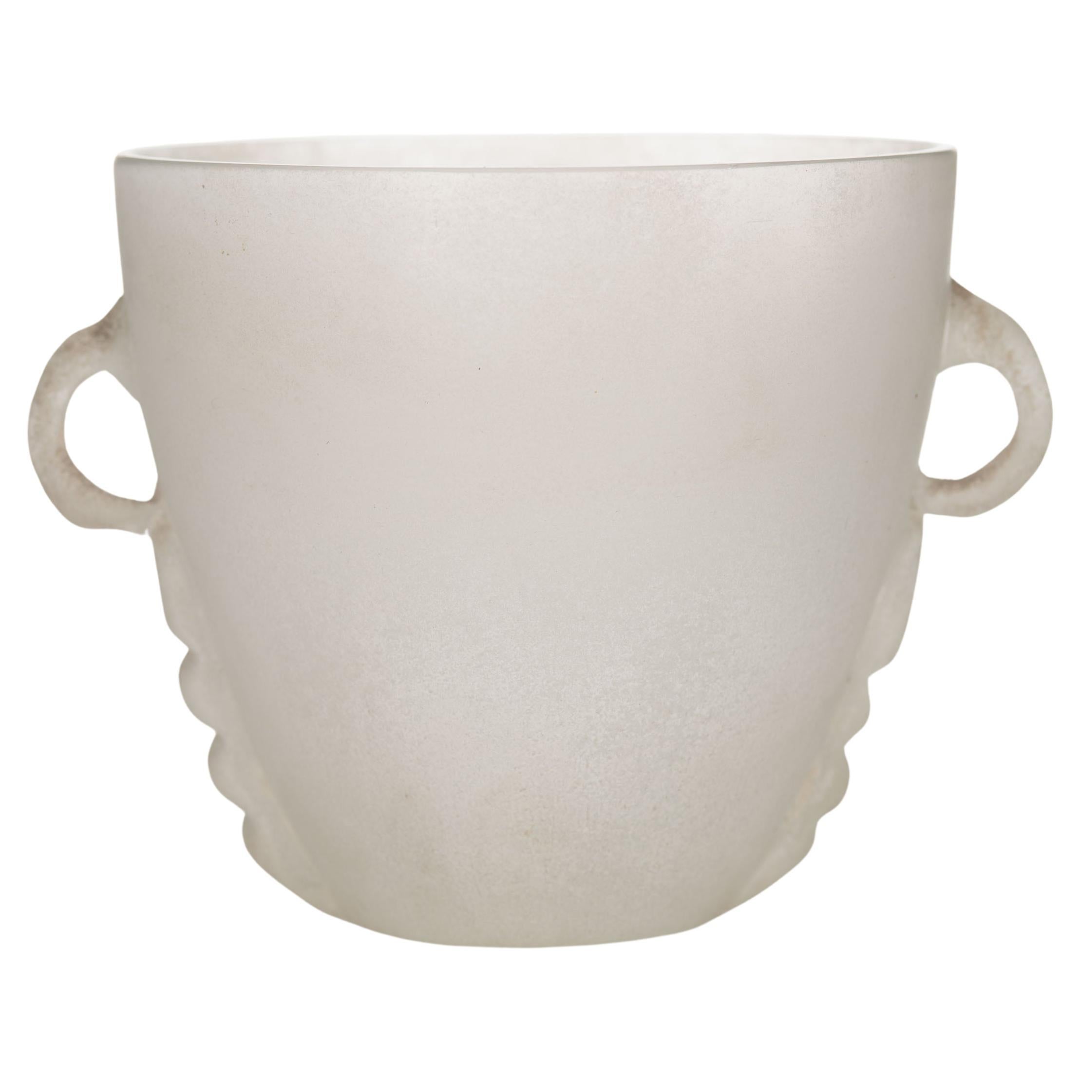 Midcentury Frosted White Scarvo Bianco Murano Style Vase
