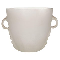 Midcentury Frosted White Scarvo Bianco Murano Style Vase