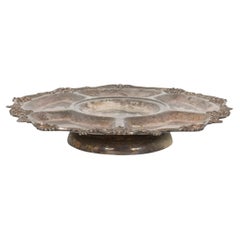 Bandeja de servicio Lazy Susan segmentada de estilo victoriano inglés bañada en plata
