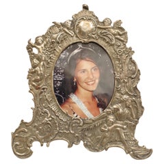 Victorian Sterling Silver Easel Frame with Cupids, France, Circa 1890