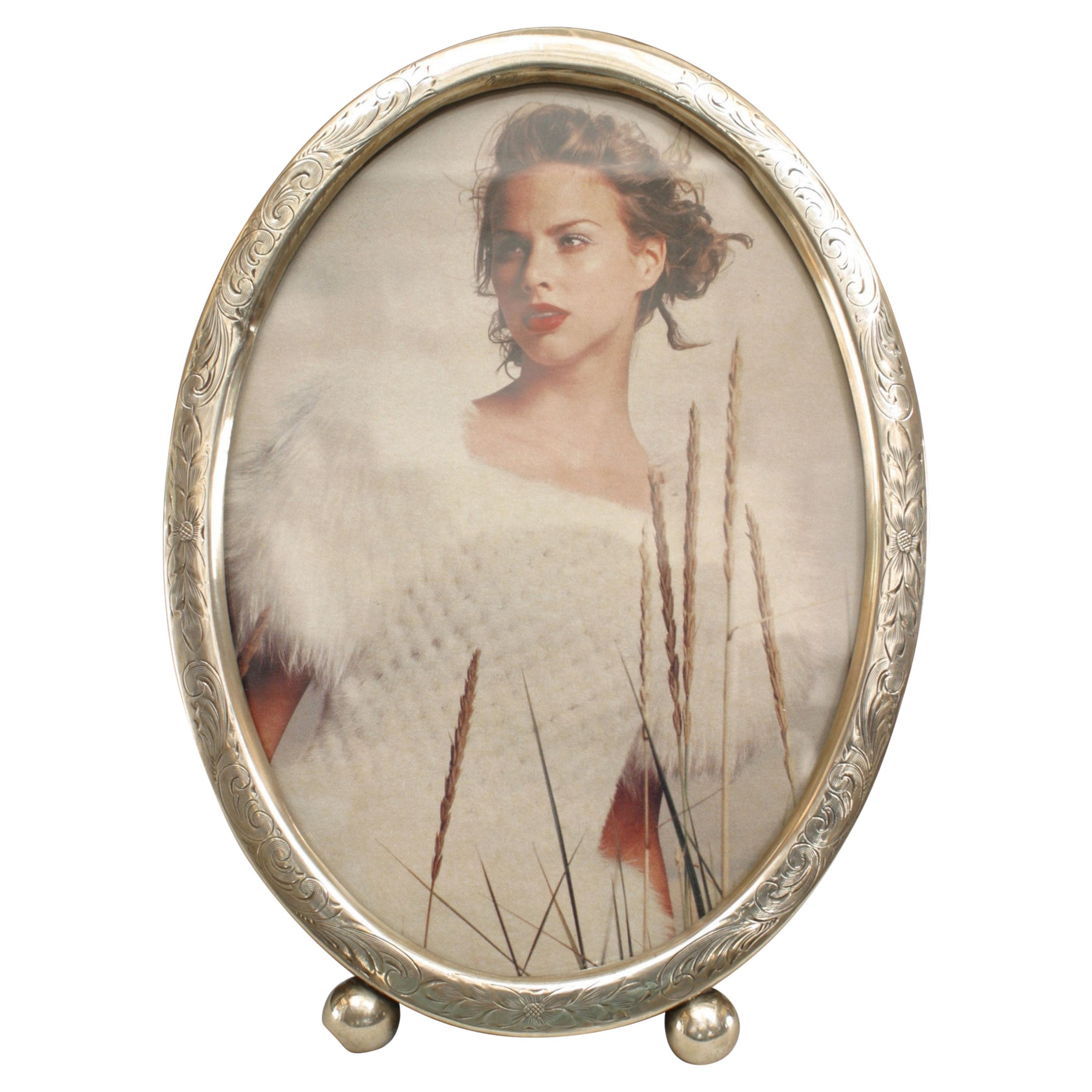 English Victorian Oval Silver Picture Frame