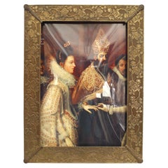 Victorian Brass Picture Frame, Embossed Floral Design, Circa 1890