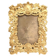French Victorian Gilt Metal Easel Frame, Filigree Design, Circa 1890
