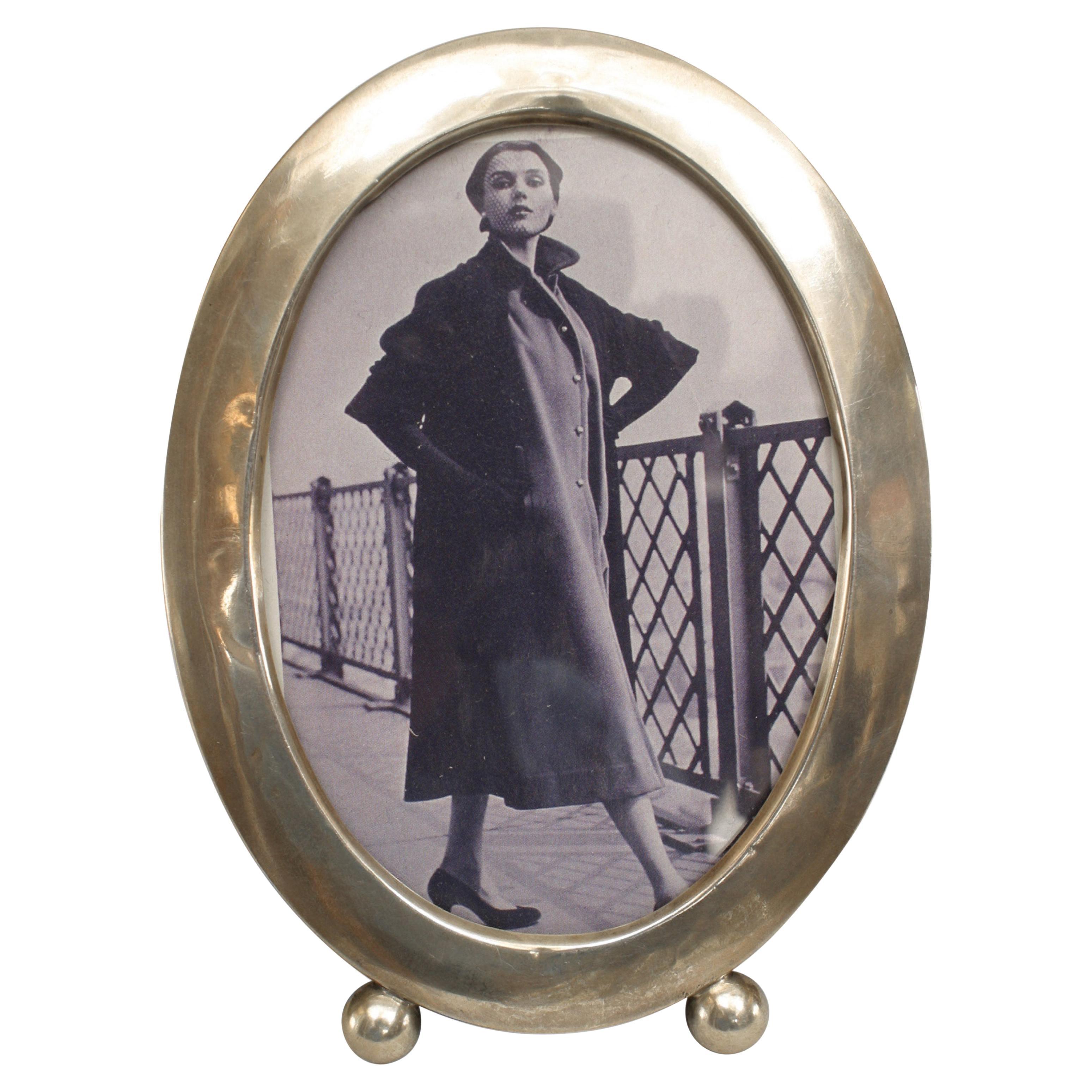 English Victorian Silver Oval Picture Frame