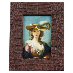 Victorian Crocodile Easel Picture Frame, Dark Brown, Circa 1890