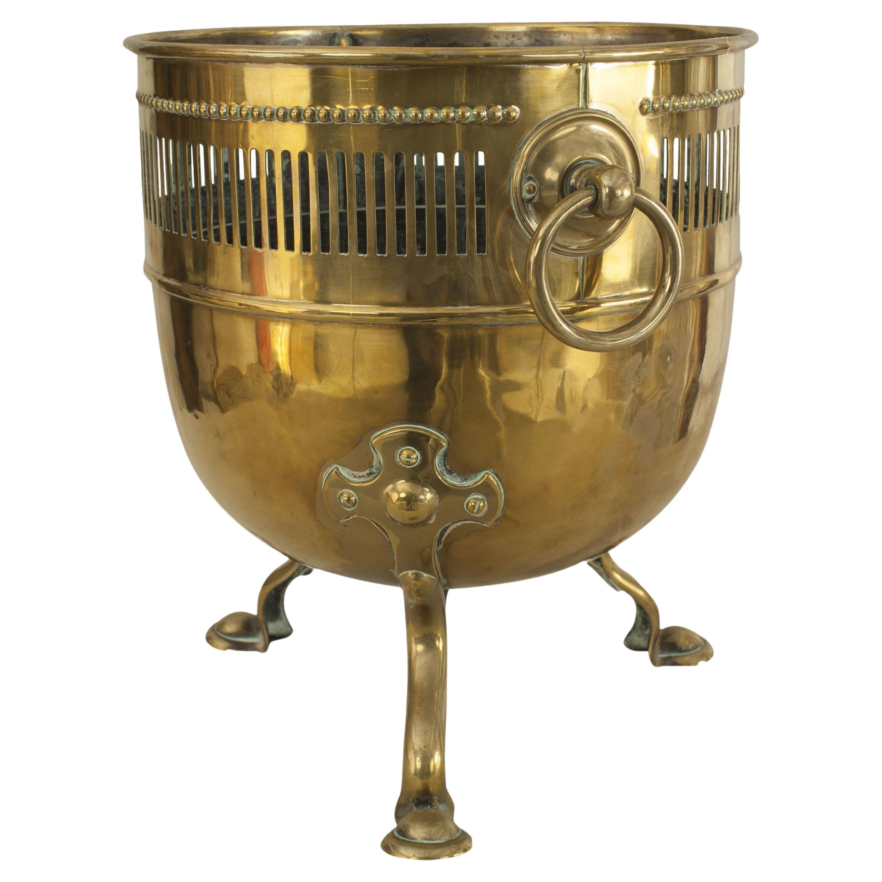 English Victorian Brass Footed Pot