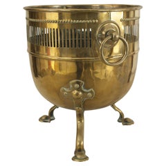 English Victorian Brass Footed Pot