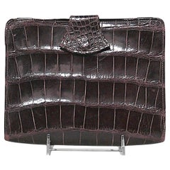 English Brown Crocodile Clutch Handbag