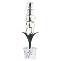 Vintage Chinese Tole and Iron Potted Flower Sculpture