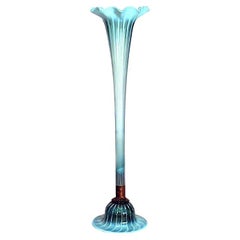 English Arts & Crafts Blue Glass Trumpet Vase