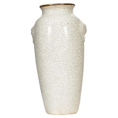 White Crackle Glazed Ceramic Urn Vase