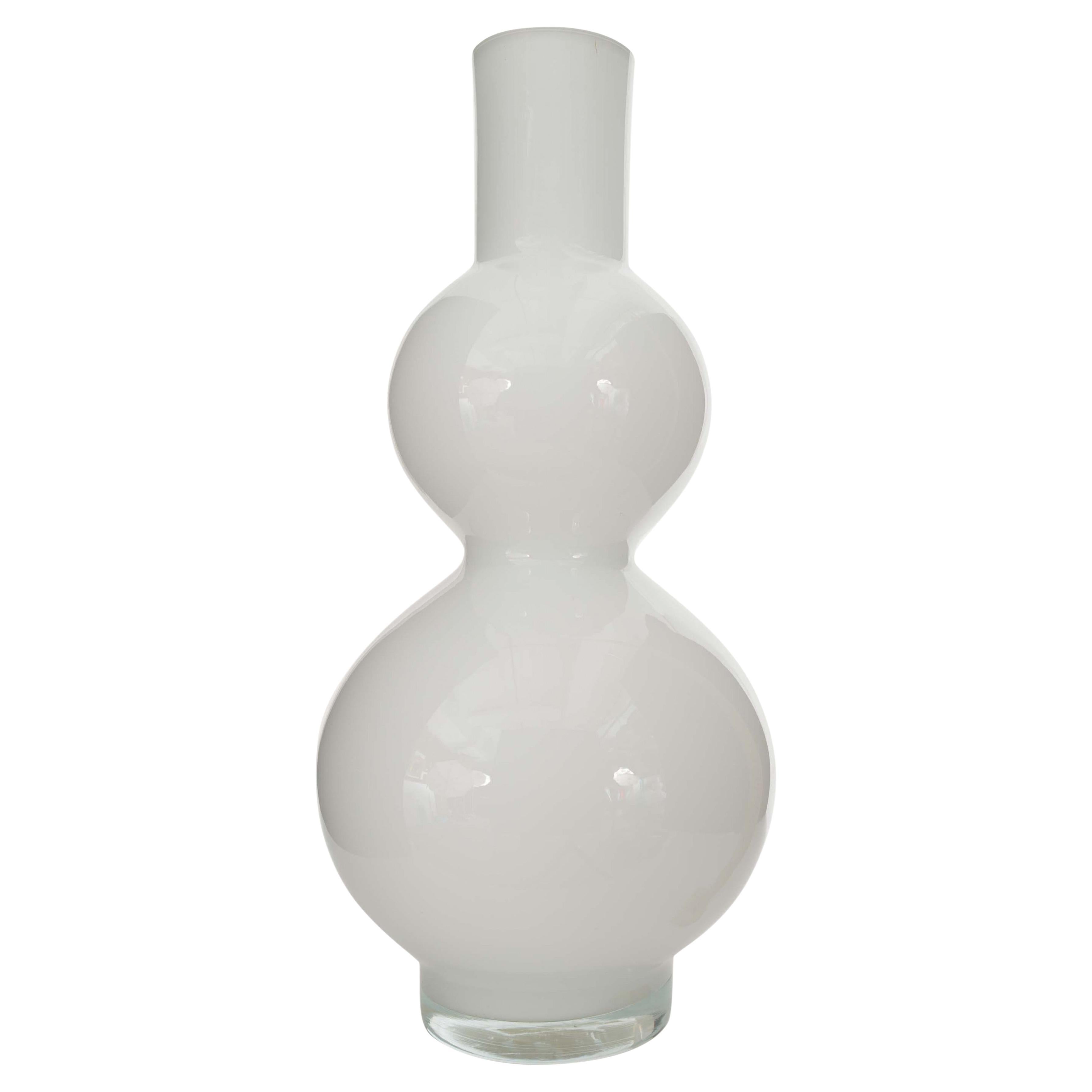 Scandinavian Mid-Century Lobed White Glass Vase