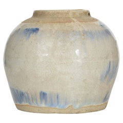 Pair of White and Blue Glazed Ceramic Vases