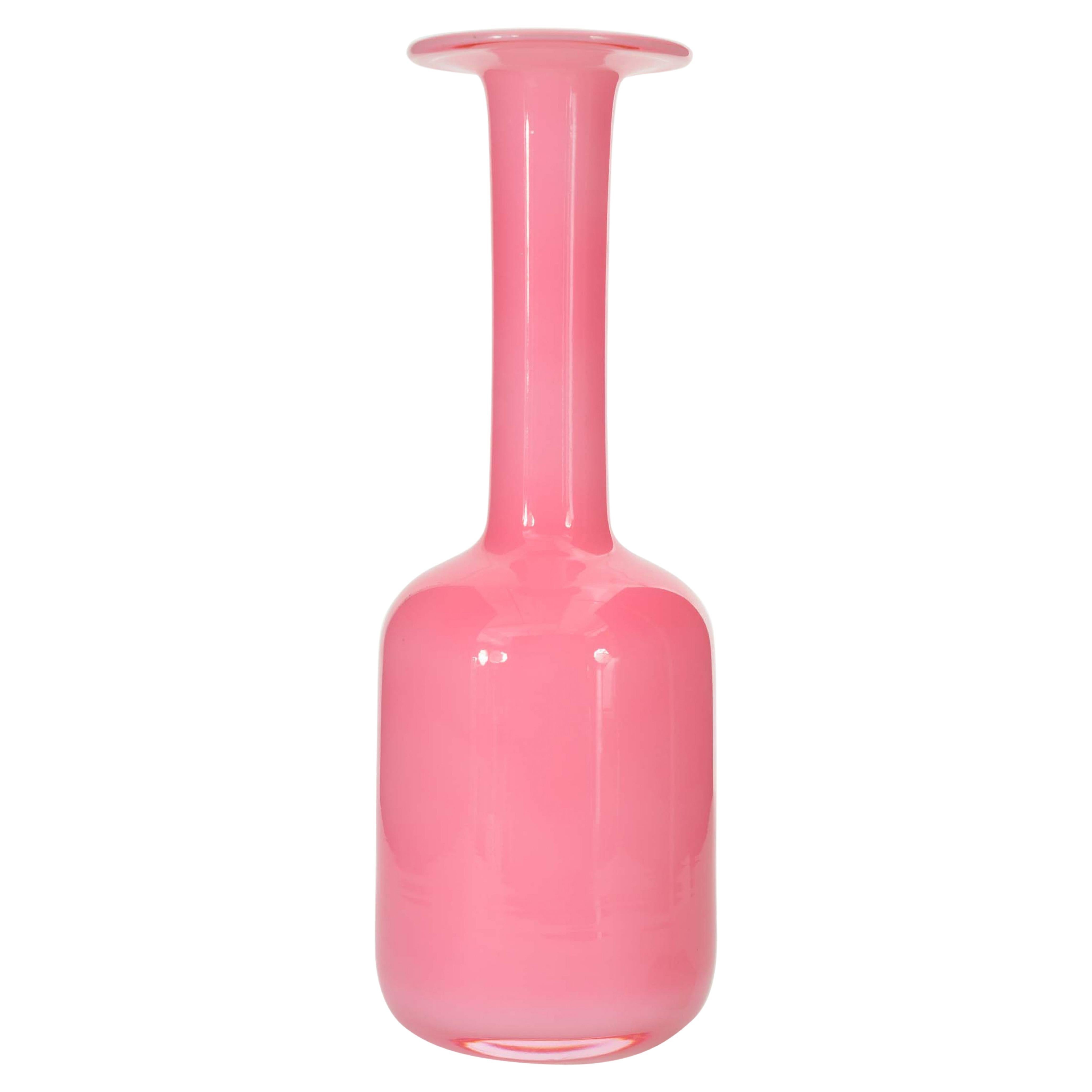Vaso di vetro rosa Holmegaard danese della metà del secolo scorso