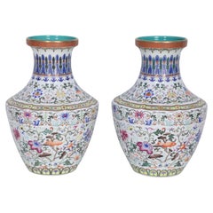 Pair of Chinese Multi-Color Pattern Porcelain Vases
