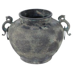 Antique Chinese Han Dynasty-Style Patinated Bronze Pot, 1900s