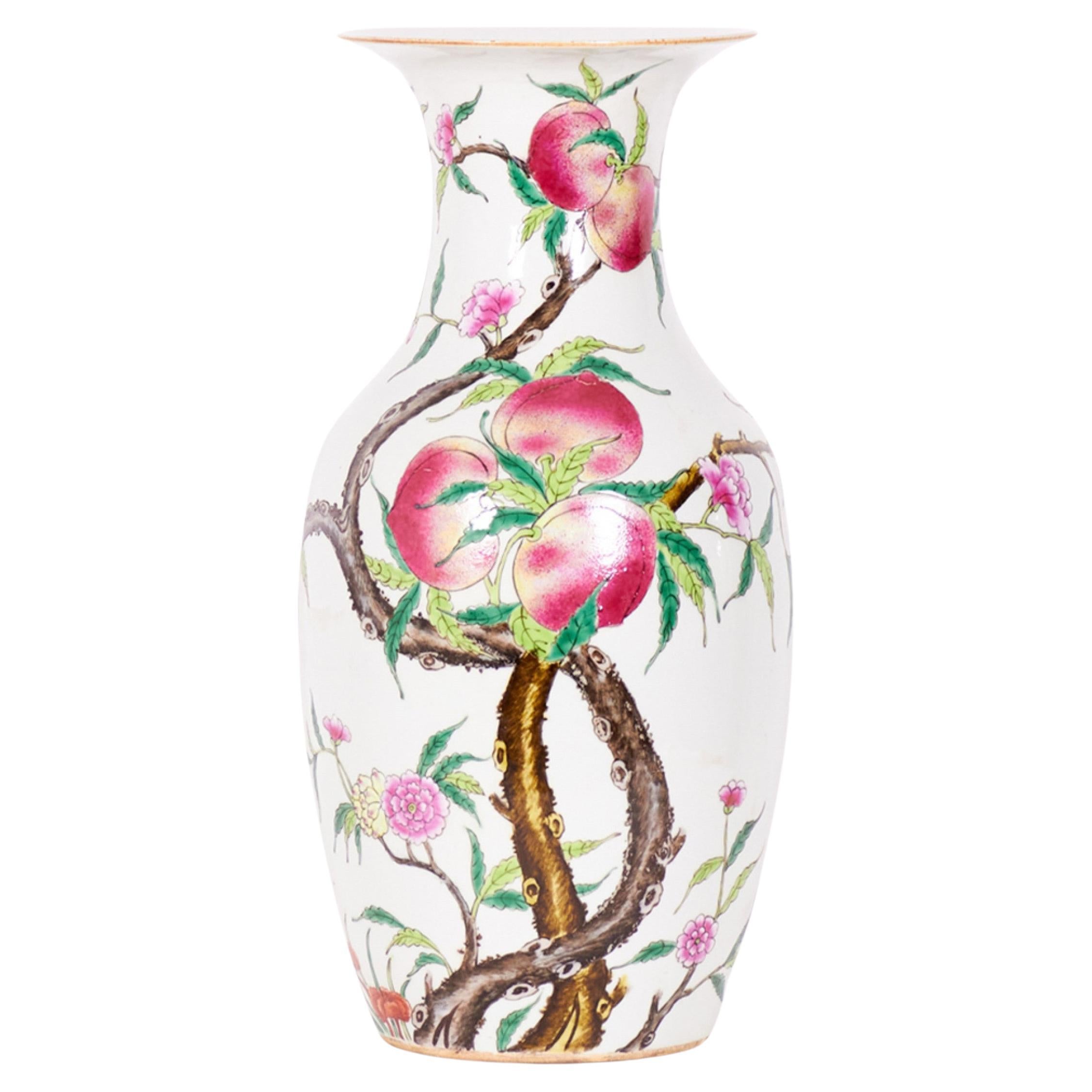 Antique Chinese Porcelain Vases, Urn Shape, Floral Design, Circa 1850