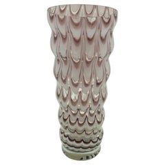 Contemporary Scandinavian Purple and White Wiggle Design Tiered Art Glass Vase