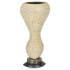 Gary DiPasquale Contemporary Ceramic Double Gourd Form Bark Texture Vase