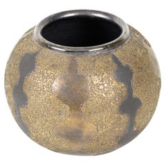Gary Dipasquale Vaso contemporaneo in ceramica a motivi smaltati nero e bronzo