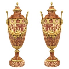 Pair of French Victorian Marble Urns